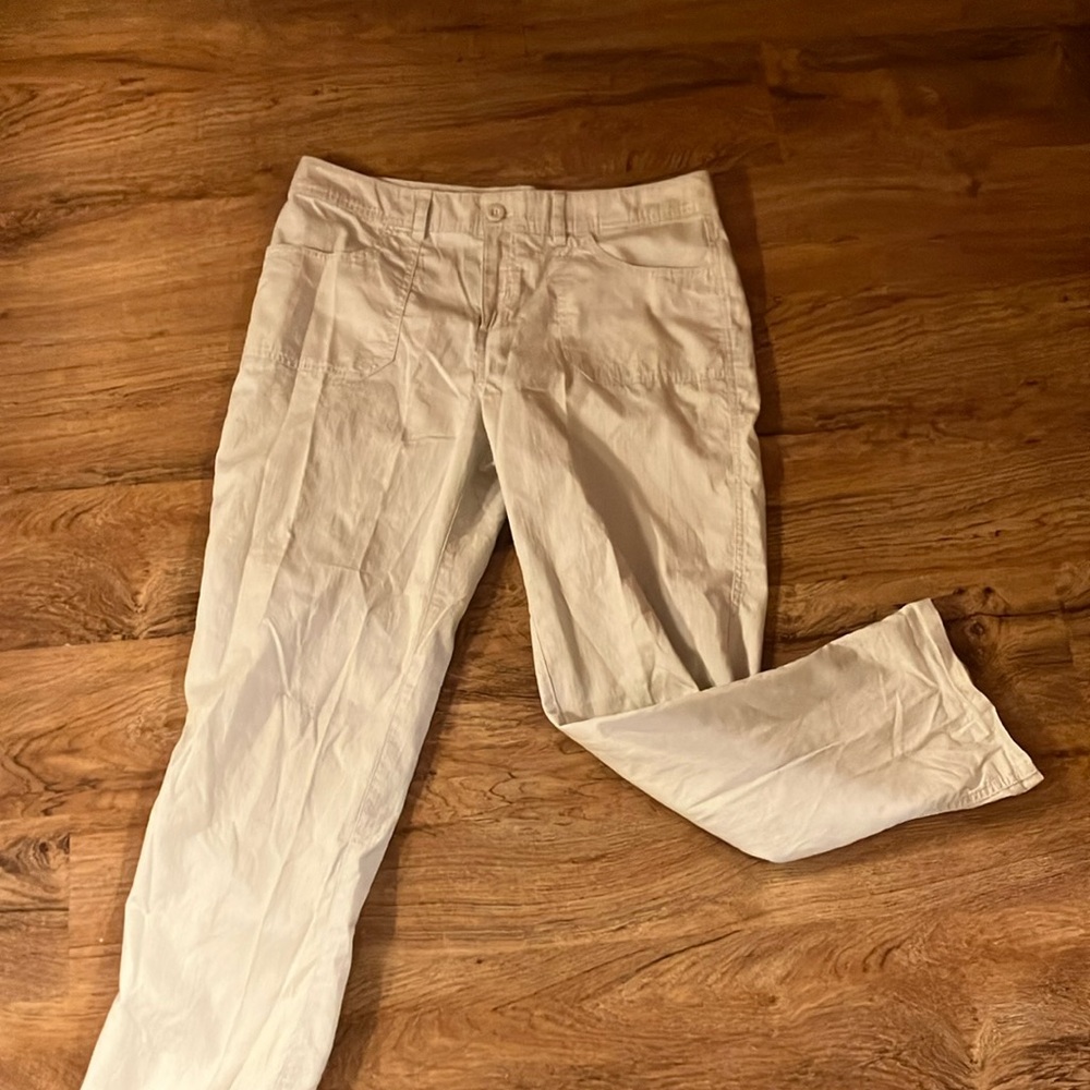 cream size 10 light cotton chino pants Bass scandì minimal large square pockets